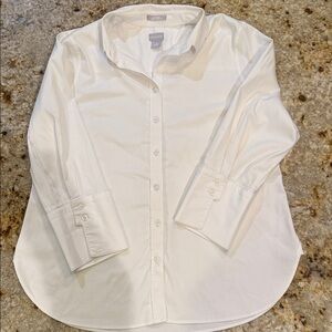 Chico’s White Blouse Shirt No Iron Chic Stretch Women’s Size 1